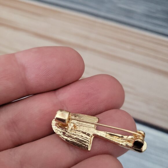 "Gold Digger" Shovel Brooch Pin Funny Rhinestone Retro Jewelry Stocking Stuffer - Picture 6 of 7